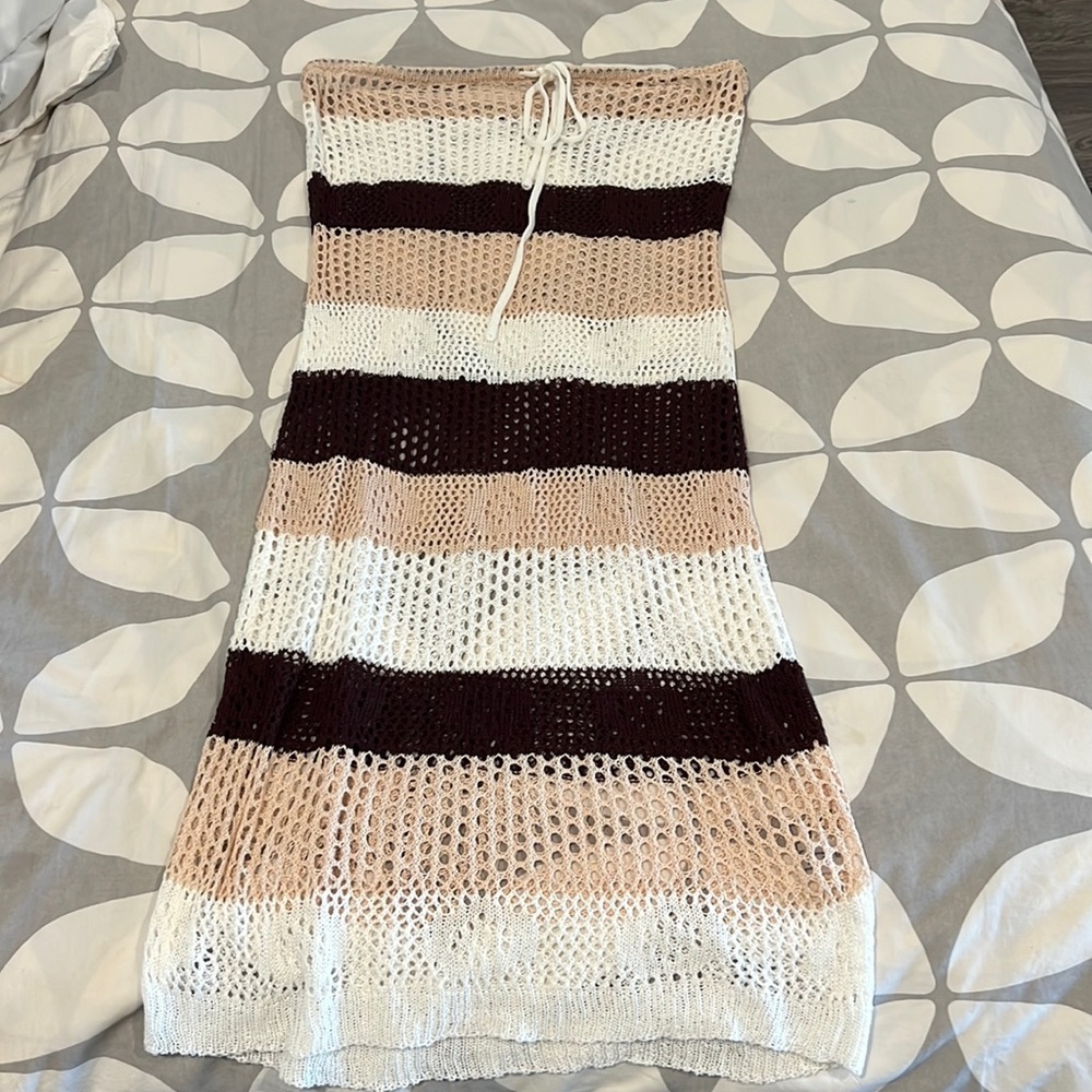 Crochet striped cover up dress